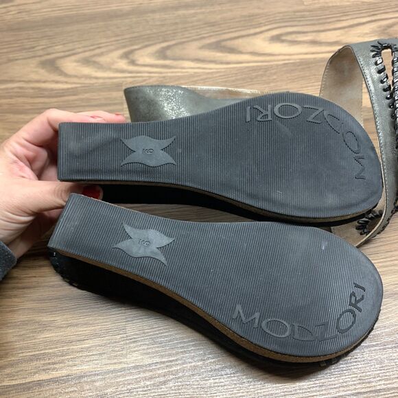 Modzori Reversible Sandals Womens 9 Wedge Cork Heels Ankle Strap Thong - Picture 8 of 10